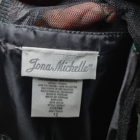 Jona Michelle Girls Size 12 Emerald/Teal & Black holiday party formal dress - Picture 4 of 4